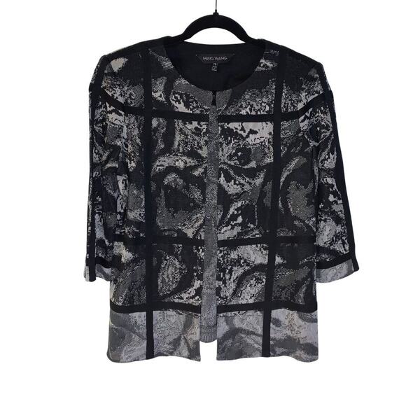 Ming Wang Women's Black Knit Jacket Petite Size PS Neutral Travel Open Front - Picture 1 of 6